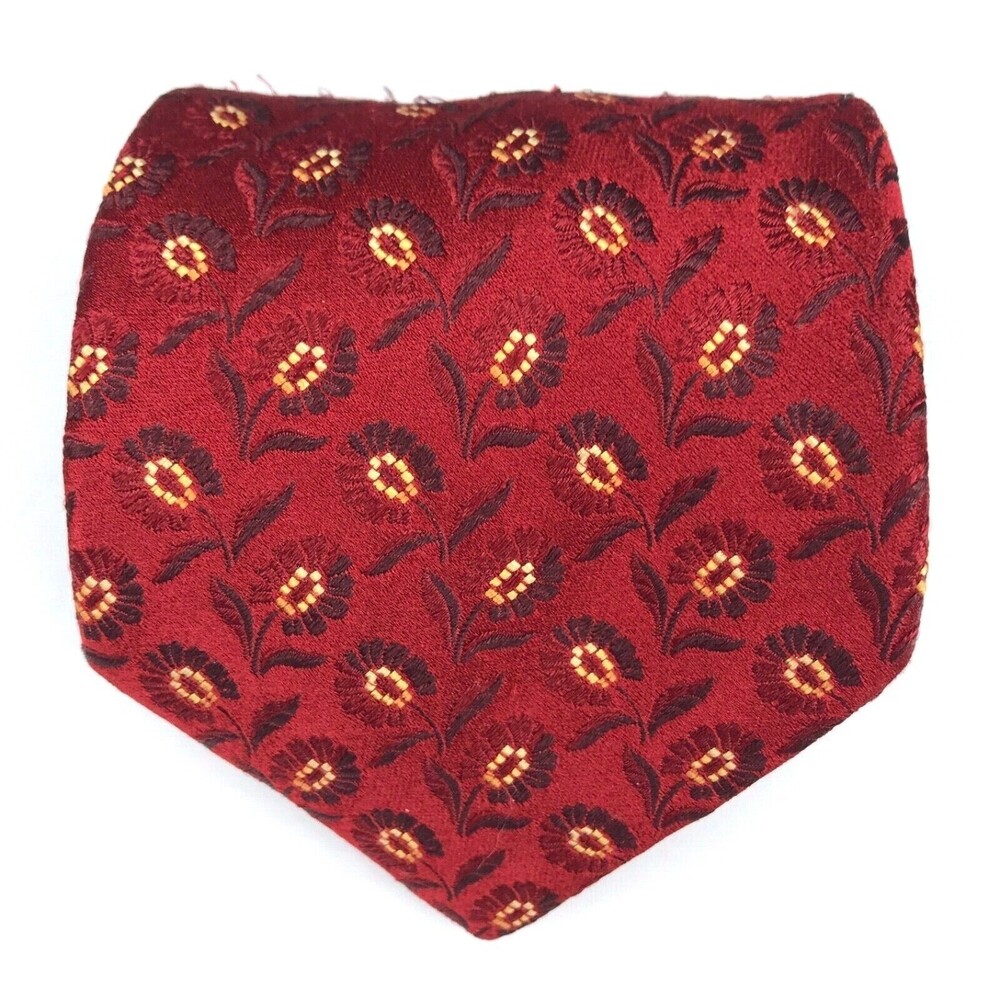 READ - Ermenegildo Zegna Silk Made In Italy Red Floral Flower Luxury Necktie